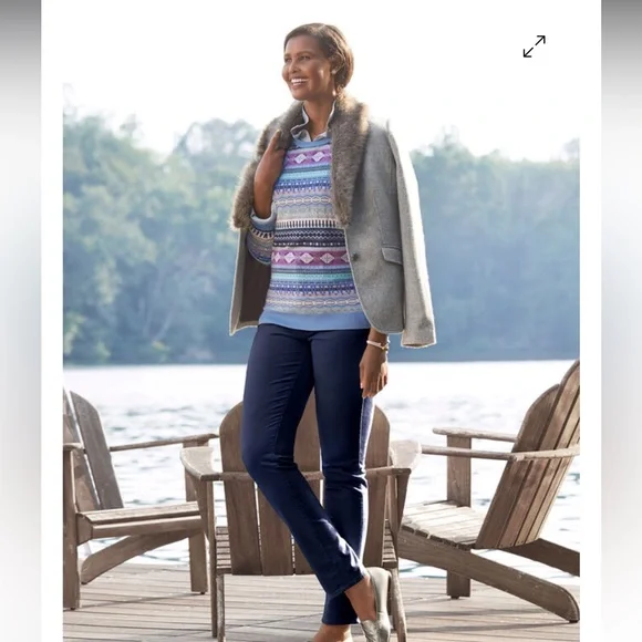 TALBOTS COZY FAIR ISLE CREWNECK SWEATER   Size XS - Picture 7 of 8